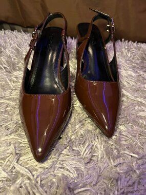 Brown pointy toe heels